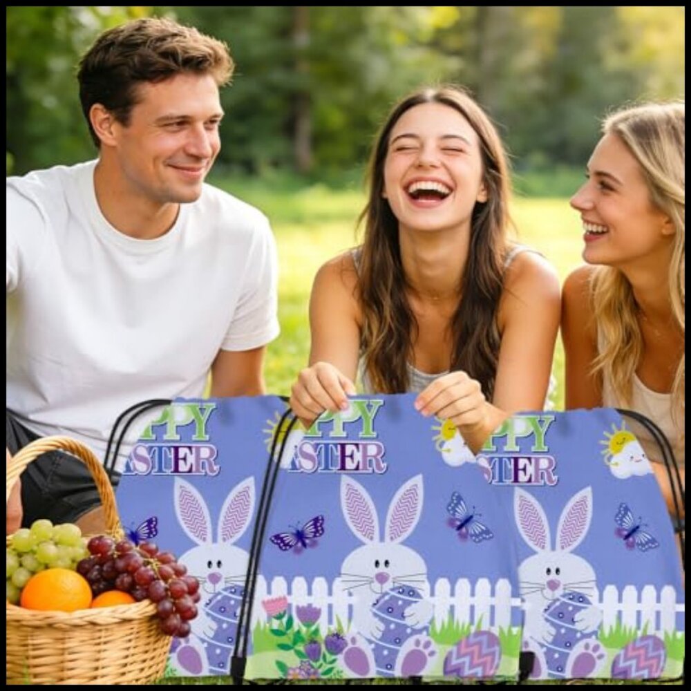 Purple Drawstring Backpack Polyester Sporty Gym T… - image 4